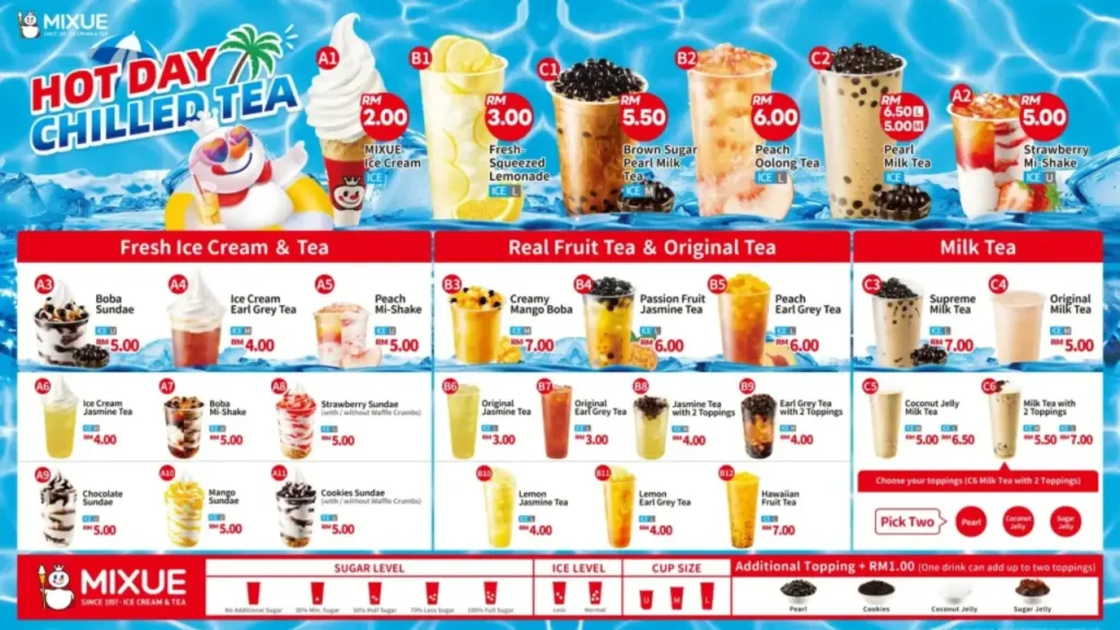 Smoothies and Ice Blends Mixue Menu 2025