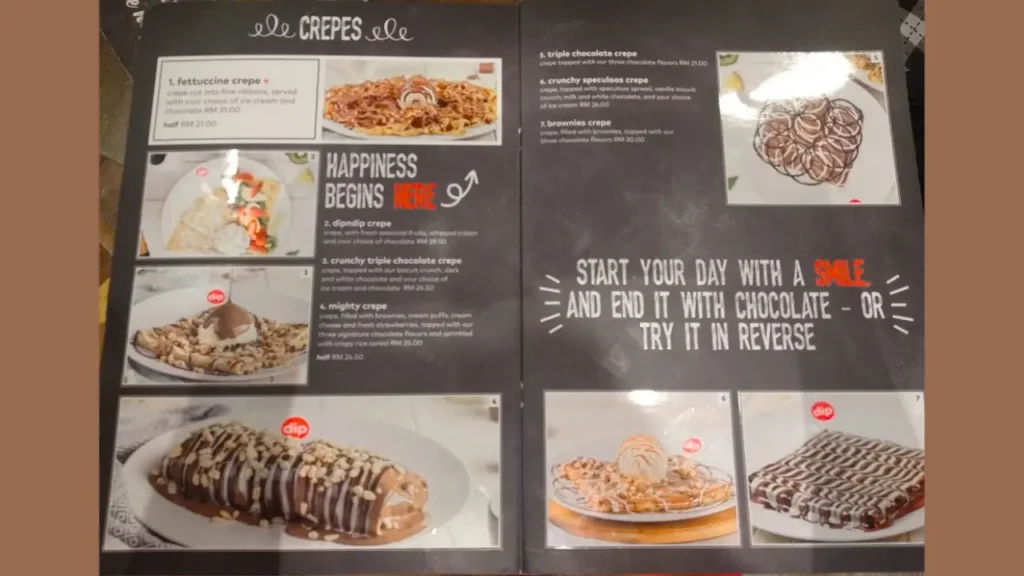 Crepes Dip N Dip Menu