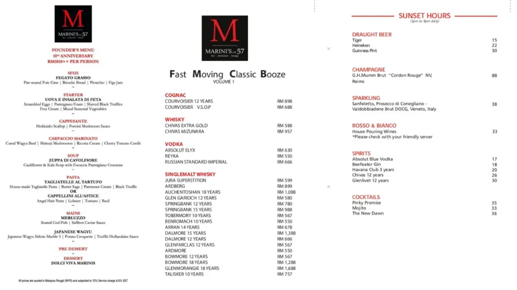 Pasta and Risotto Creations Marinis on 57 Menu