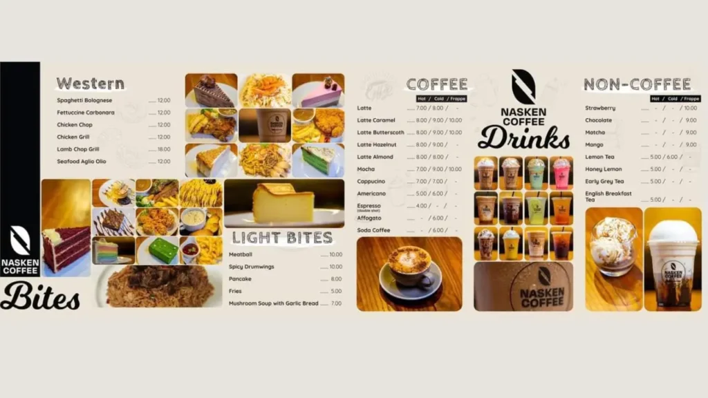 Coffee Drinks Menu Nasken Coffee 