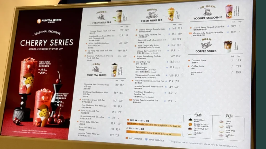 Fruit Tea Choices Auntea Jenny Menu