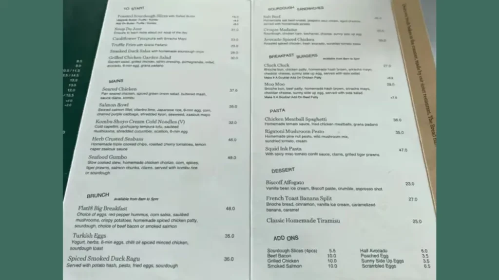 Signature Main Courses Flat 18 Menu